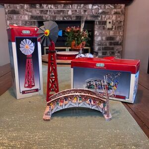 Lemax Village Collection Windmill and Wooden Footbridge Set Christmas Village